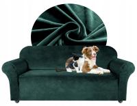 POKROWIEC NA KANAPĘ Sofę Narożnik BUTELKOWA ZIELEŃ Welur ELASTYCZNY 145-185