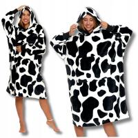 ТОЛСТОВКА С КАПЮШОНОМ ОДЕЯЛО KOCOBLUZA БОЛЬШОЙ ТОЛСТЫЙ ТЕПЛЫЙ ДЛЯ ЗИМЫ В ЗАПЛАТКАХ КОРОВА МОРАДЖ