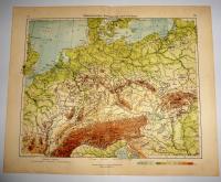 ЦЕНТРАЛЬНАЯ ЕВРОПА ФИЗИЧЕСКАЯ КАРТА 1934 Г.