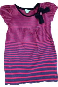 Monsoon 6-8lat tunika w paski, kokardka 122/128