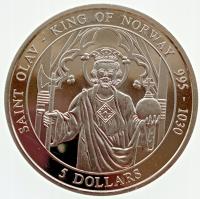 Liberia 5 Dolarów 2001 Święty Olav. Król Norwegii Mennicza (UNC)