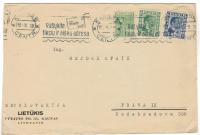 Litwa 1938 Koperta Znaczki 409+411-412 Czechy prezydent Smetona Pogoń godło