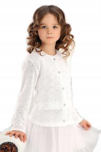 SWETEREK Sweter biały rozpinany ażurkowy JOMAR KOMUNIA roz. 146
