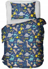 Komplet niebieskiej pościeli Dino 140x200 w dinozaury