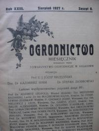 OGRODNICTWO Miesięcznik ilustrowany 8/1927
