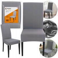 Elastyczny pokrowiec na krzesło szary uniwersalny na gumkę