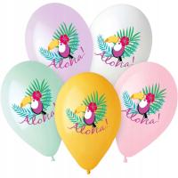 balony TUKAN hawajskie ALOHA PARTY wakacje KOLOROWE liście TROPIKALNE 5 szt