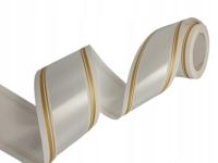 SZARFA WSTĄŻKA POGRZEBOWA 8CM/50Y WZÓR P2 ZŁOTE PASKI PLASTIKOWA