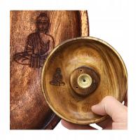 Drewniana Okrągła Podstawka Na Kadzidełka STOŻKOWE i PATYCZKOWE, 13x4cm