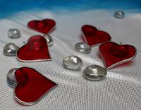 Czerwone szklane serduszka walentynki ZESTAW 5 szt