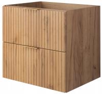 WISZĄCA Szafka Łazienkowa pod Umywalkę 60 CM RYFLOWANA 2 Szuflady DĄB CRAFT