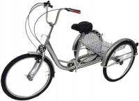 24-дюймовый серебряный трехколесный велосипед для взрослых 6 передач