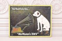 Чугунная Вывеска-Собака У Проигрывателя-His Master Voice-Украшение