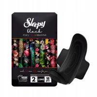 SLEEPY Podpaski Higieniczne Czarne ze Skrzydełkami Cienkie Długie 2 LONG 18