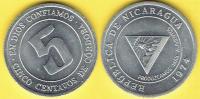 NIKARAGUA 5 CENTAVOS 1974 R.