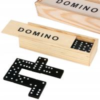DOMINO DREWNIANE GRA RODZINNA EDUKACYJNA Z ETUI KLOCKI Z DREWNA DO GRY