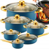 НАБОР СТАЛЬНЫХ КУХОННЫХ КАСТРЮЛЬ 12 ЭЛЕМЕНТОВ КАСТРЮЛЯ КРЫШКИ