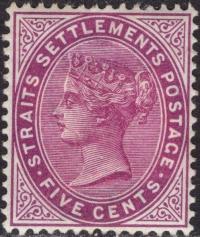 kol.bryt.Straits Settlements QV 4 c.czysty *