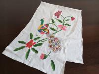 MAKATKA KILIMEK ŚCIENNY 111 / 40 cm. DO KĄCIKA Z WODĄ. LEN - HAFT RĘCZNY.