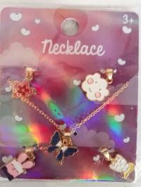 Naszyjnik z zawieszkami, kwiatek, chmurka