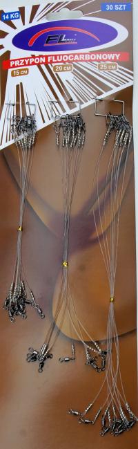 FLUOCARBON поводки 15,20,25 см - 14 кг -30 шт.