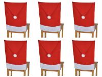 Świąteczne pokrowce CZAPKI MIKOŁAJA na krzesła NIE Z FLIZELINY 6 czerwone