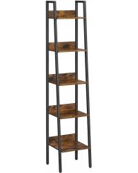 Regał na Książki Kwiaty Rustykalny Ciemny Brąz Retro Drabinka Loft Metalowy