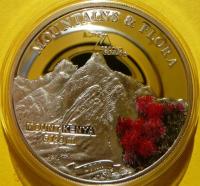 5$ PALAU 2011 SZCZYT MOUNT KENYA GÓRY KWIATY Ag +CER