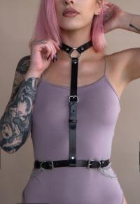 Szelki harness skóra Plus Size uprząż bdsm erotyczna bielizna skórzany