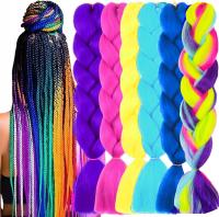 Zestaw Włosy syntetyczne kolorowe warkoczyki 6 sztuk sztuczne NEONOWE