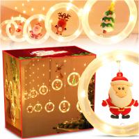 СВЕТОВАЯ ЗАНАВЕСКА С ФИГУРКАМИ РОЖДЕСТВЕНСКАЯ ГИРЛЯНДА ДЛЯ ОКНА БАЛКОНА НА ОТКРЫТОМ ВОЗДУХЕ