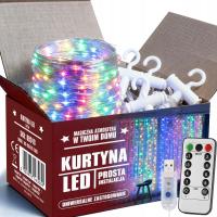 KURTYNA ŚWIETLNA LED LAMPKI ŚWIĄTECZNE CHOINKOWE GIRLANDA USB PILOT 3M