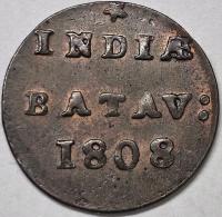 Indie Wschodnie Holenderskie 5 stuiver (1/32 guldena) 1808 rzadka S162