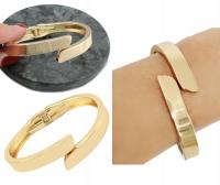 BRANSOLETKA ZŁOTA SZTYWNA METALOWA BŁYSZCZ,ĄCA MEGA EFEKTOWNA