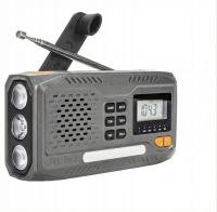 Przenośne Radio Solarne Alarmowe Awaryjne Latarka Powerbank Dynamo SOS