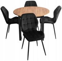 Набор круглых раскладных столов с 4 стульями велюр столовая гостиная лофт