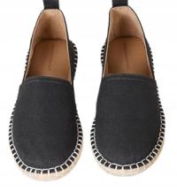 AMAZON ESSENTIALS CZARNE ESPADRYLE DAMSKIE Z CZARNĄ LAMÓWKĄ 42 JRC