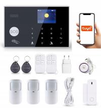 BEZPRZEWODOWY ALARM LCD 2.4' GSM WiFi TUYA SMART PO POLSKU + 3xPIR