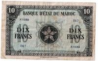 Banknot, Maroco 10 franków 1944