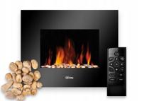 Kominek grzejnik elektryczny ścienny płomień stal 1800 W czarny + pilot
