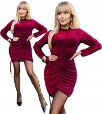 Elegancka błyszcząca SUKIENKA DAMSKA marszczona święta sylwester VIOLA SALE