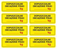 Naklejki DOPUSZCZALNE OBCIĄŻENIE PÓŁKI 10 X 4 cm 8szt _DRUK