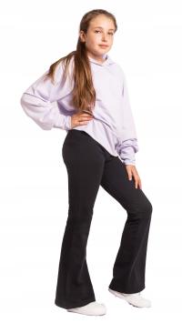 Spodnie legginsy dzwony leginsy dziewczęce FLARE różowe czarne 146