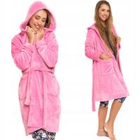 Moraj толстый пушистый и мягкий махровый женский халат 6500-002 розовый L