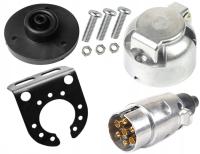 Gniazdo przyczepy 7 pin + wtyczka gniazda + wspornik i śruby ZESTAW