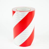 TAŚMA ODBLASKOWA SAMOPRZYLEPNA rolka 25M x 20CM SKOSY BIAŁO CZERWONE