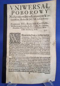 UNIWERSAŁ POBOROWY na Seymie uchwalony 1611