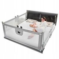 PRIMABOBO Barierka ochronna do łóżka MIŚ 200x180cm 3 szt Składana SZARA