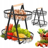 KOSZ NA OWOCE PIĘTROWY ORGANIZER LOFT METALOWY CZARNY DO KUCHENNY ŁAZIENKA