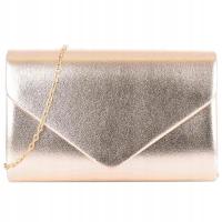 Torebka wieczorowa kopertówka szampańska metaliczna skórzana
